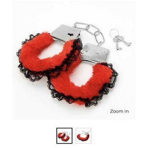 Valentine’s Red Fur Novelty Metal Handcuffs